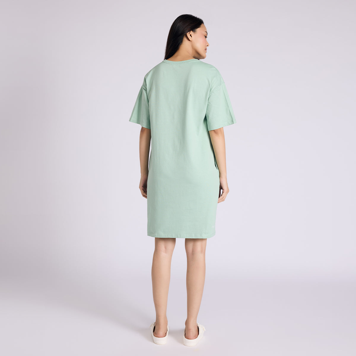 Nykd By Nykaa Breathe Cotton Relaxed Sleep Dress With Pockets Nys944 Green