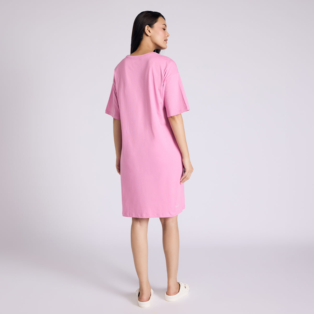 Nykd By Nykaa Breathe Cotton Relaxed Sleep Dress With Pockets Nys944 Pink
