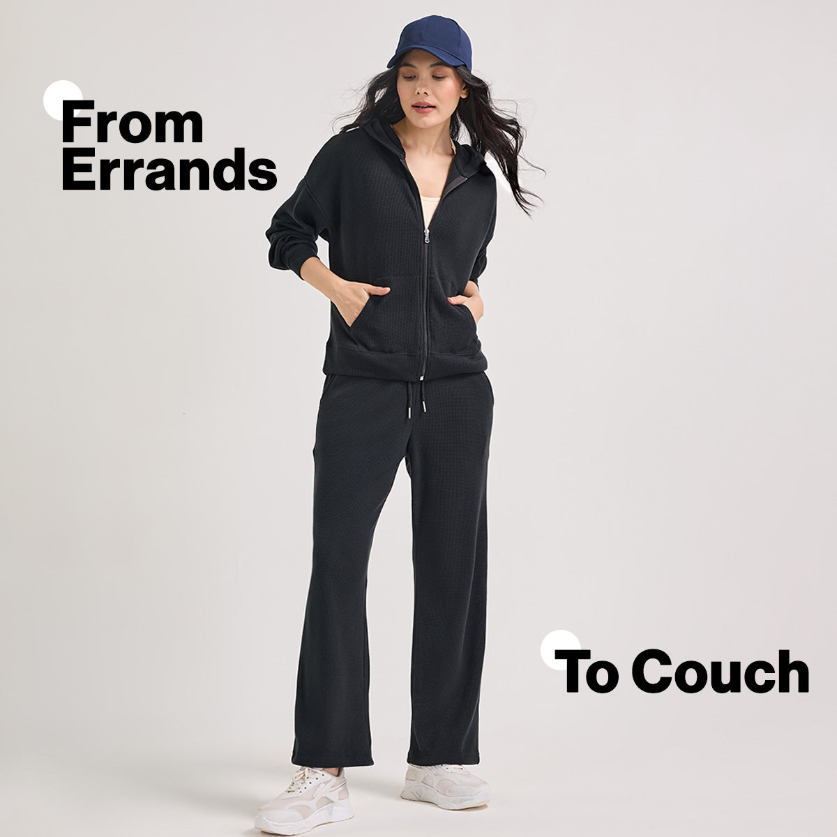 Nykd By Nykaa Luxe Feather Knit Waffle Zip Up Hoodie Jacket - Jet Set Knit collection Nys947-Black