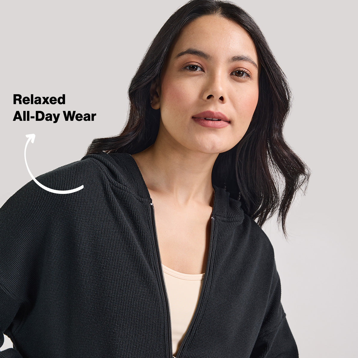 Nykd By Nykaa Luxe Feather Knit Waffle Zip Up Hoodie Jacket - Jet Set Knit collection Nys947-Black