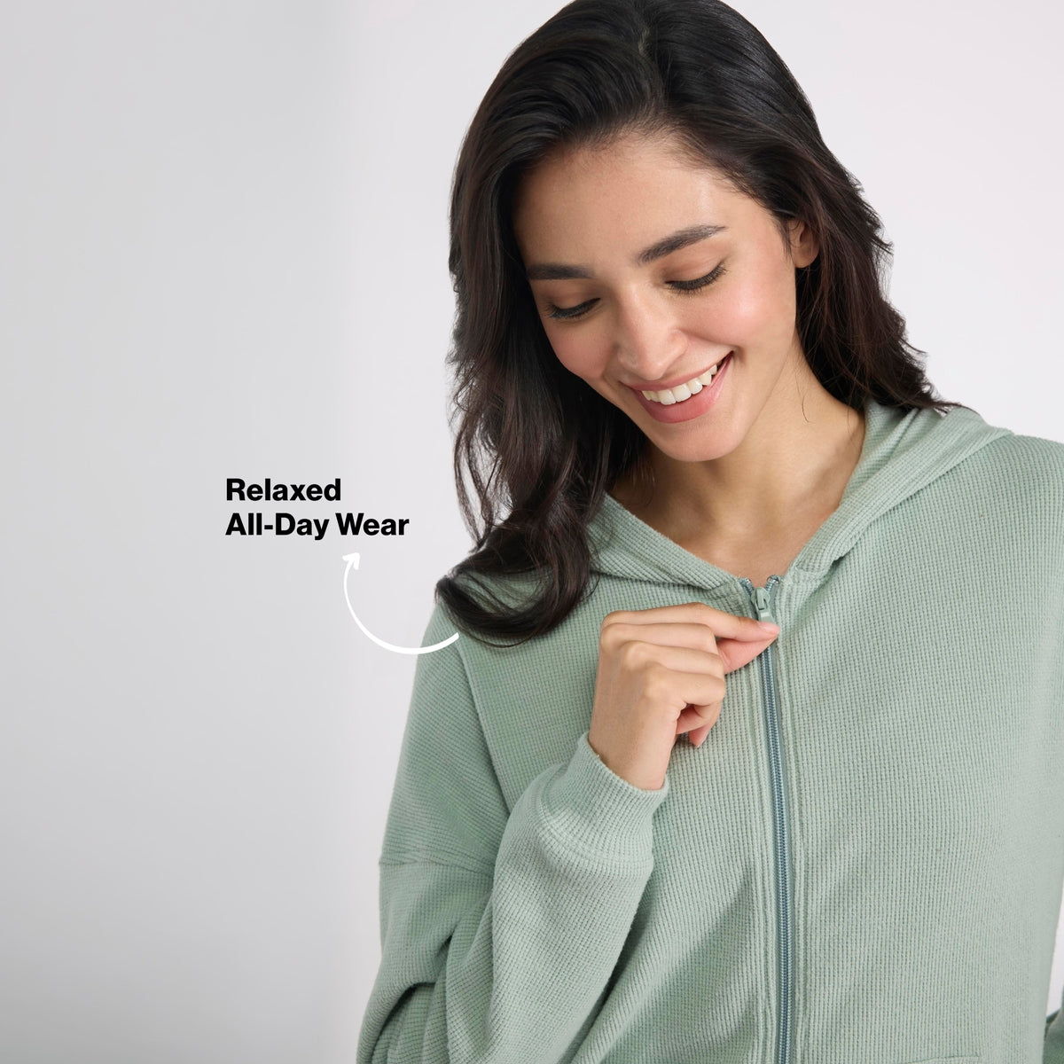 Nykd By Nykaa Luxe Feather Knit Waffle Zip Up Hoodie Jacket-Jet Set Knit collection Nys947-Green