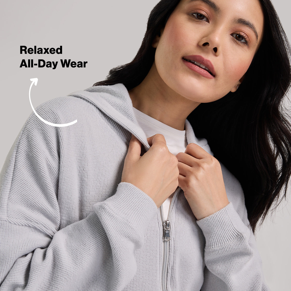 Nykd By Nykaa Luxe Feather Knit Waffle Zip Up Hoodie Jacket - Jet Set Knit collection Nys947-Grey