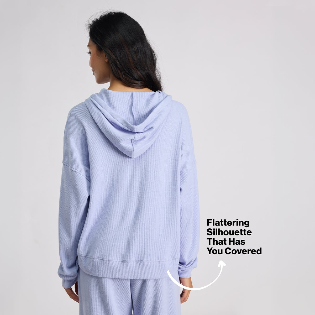 Nykd By Nykaa Luxe Feather Knit Waffle Zip Up Hoodie Jacket-Jet Set Knit collection Nys947-Lavender