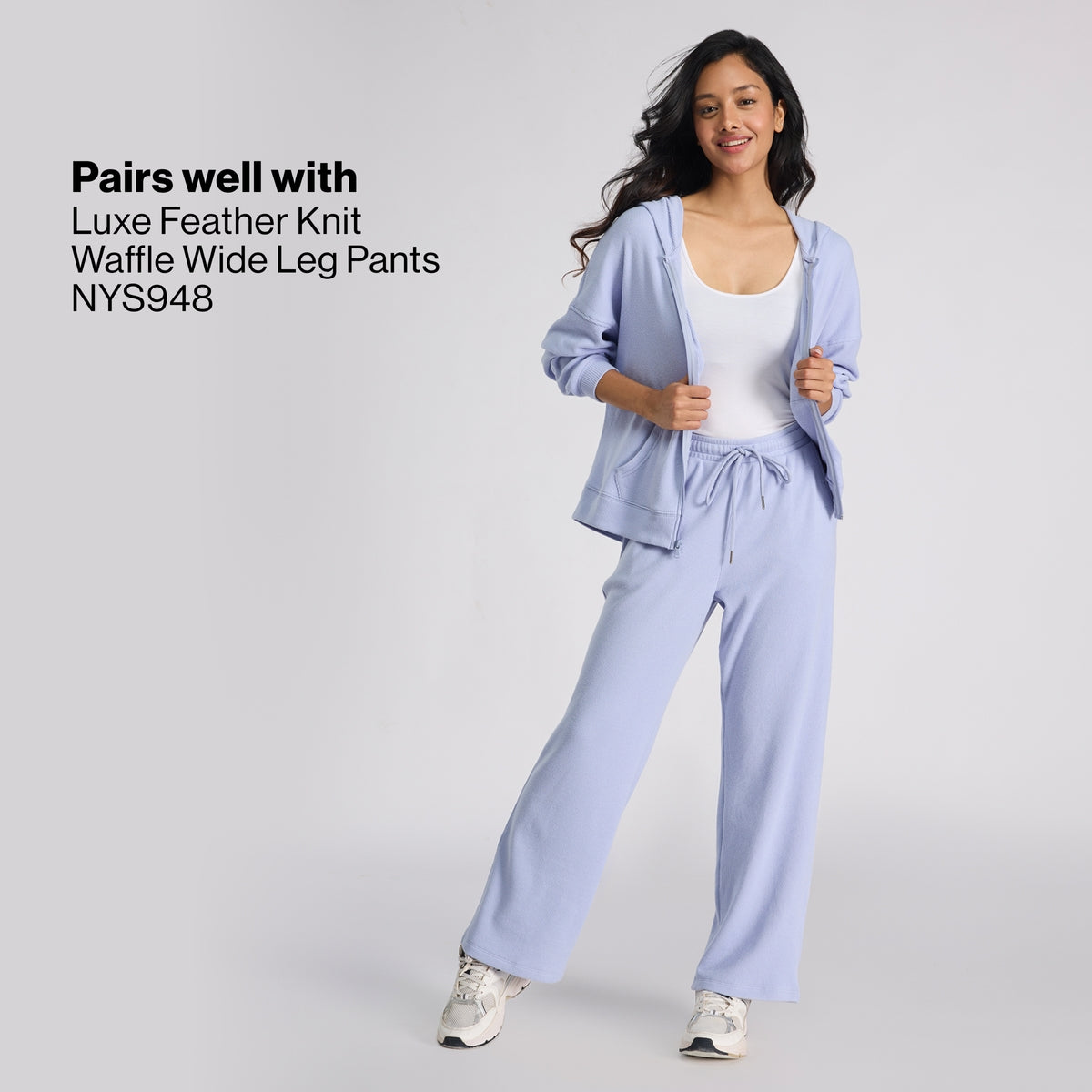Nykd By Nykaa Luxe Feather Knit Waffle Zip Up Hoodie Jacket-Jet Set Knit collection Nys947-Lavender