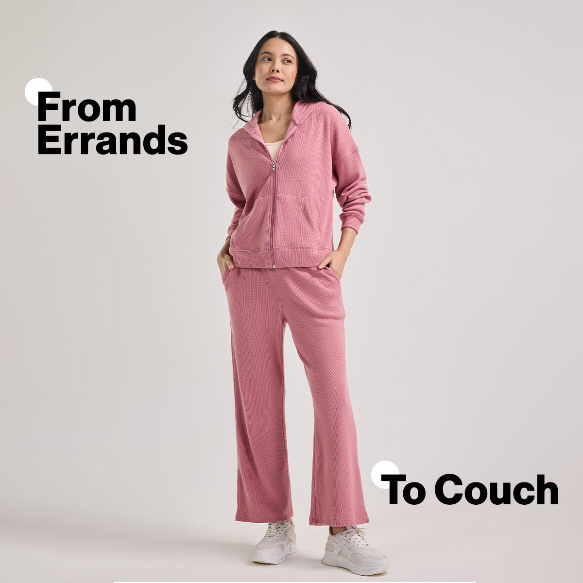 Nykd By Nykaa Luxe Feather Knit Waffle Zip Up Hoodie Jacket-Jet Set Knit collection Nys947-Pink