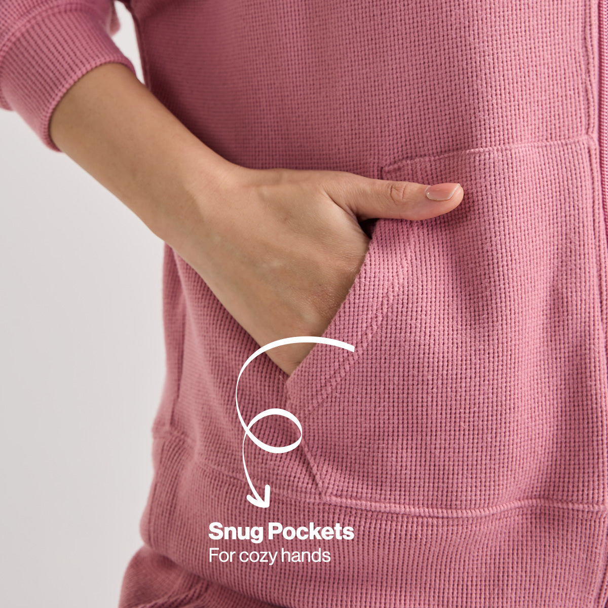 Nykd By Nykaa Luxe Feather Knit Waffle Zip Up Hoodie Jacket-Jet Set Knit collection Nys947-Pink