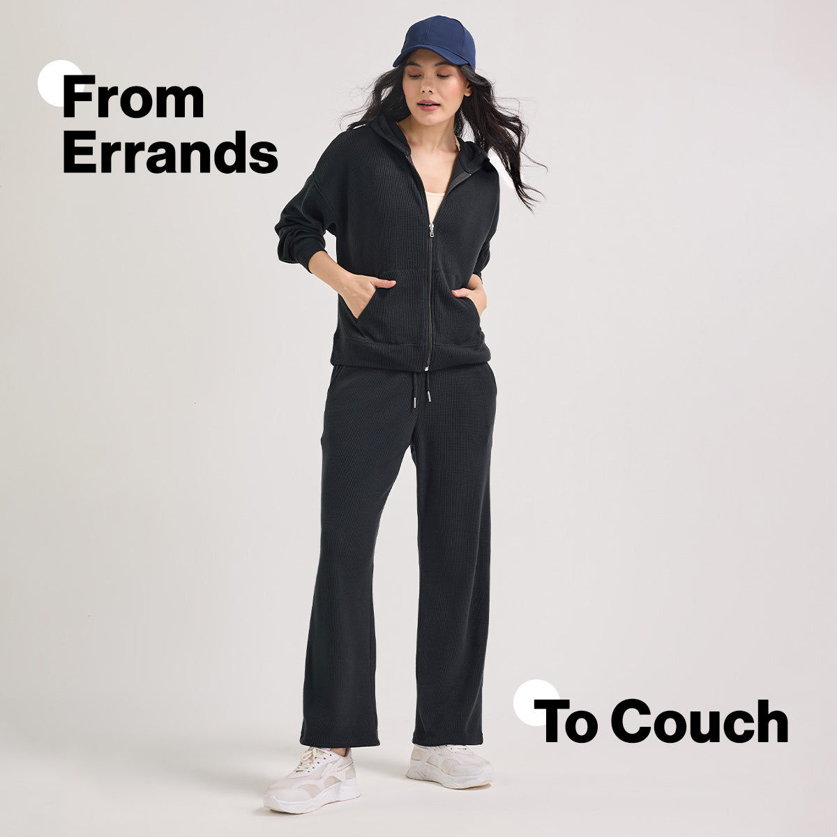 Nykd By Nykaa Luxe Feather Knit Waffle Wide Pants - Jet Set Knit collection Nys948-Black