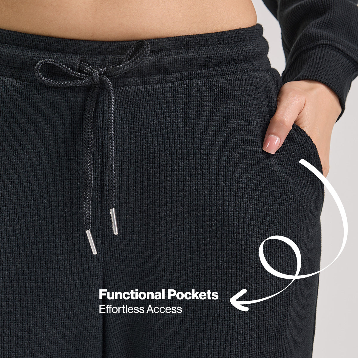 Nykd By Nykaa Luxe Feather Knit Waffle Wide Pants - Jet Set Knit collection Nys948-Black