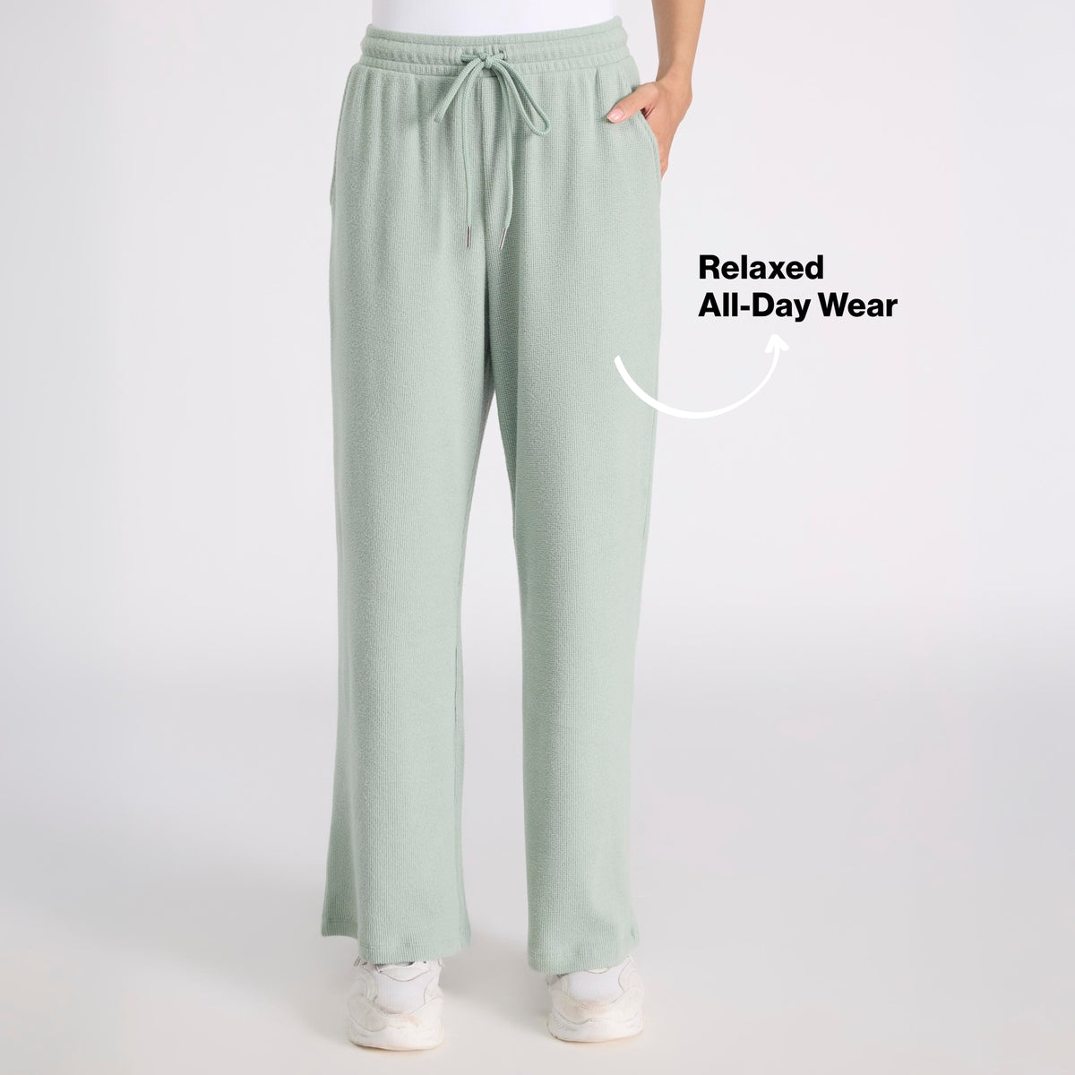 Nykd By Nykaa Luxe Feather Knit Waffle Wide Pants-Jet Set Knit collection Nys948-Green