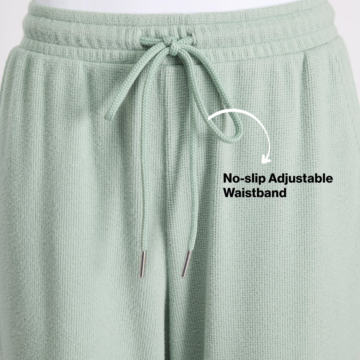 Nykd By Nykaa Luxe Feather Knit Waffle Wide Pants-Jet Set Knit collection Nys948-Green