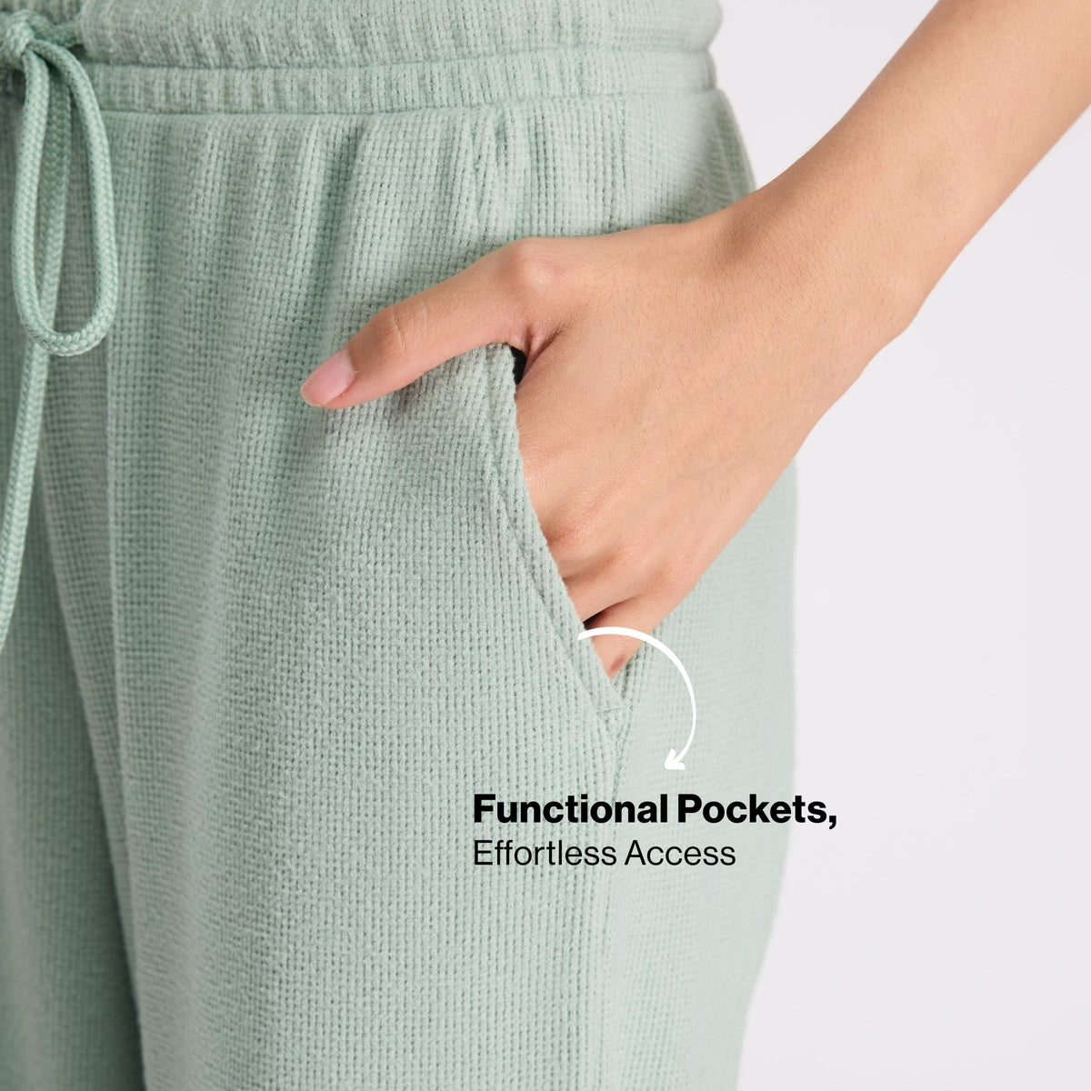 Nykd By Nykaa Luxe Feather Knit Waffle Wide Pants-Jet Set Knit collection Nys948-Green