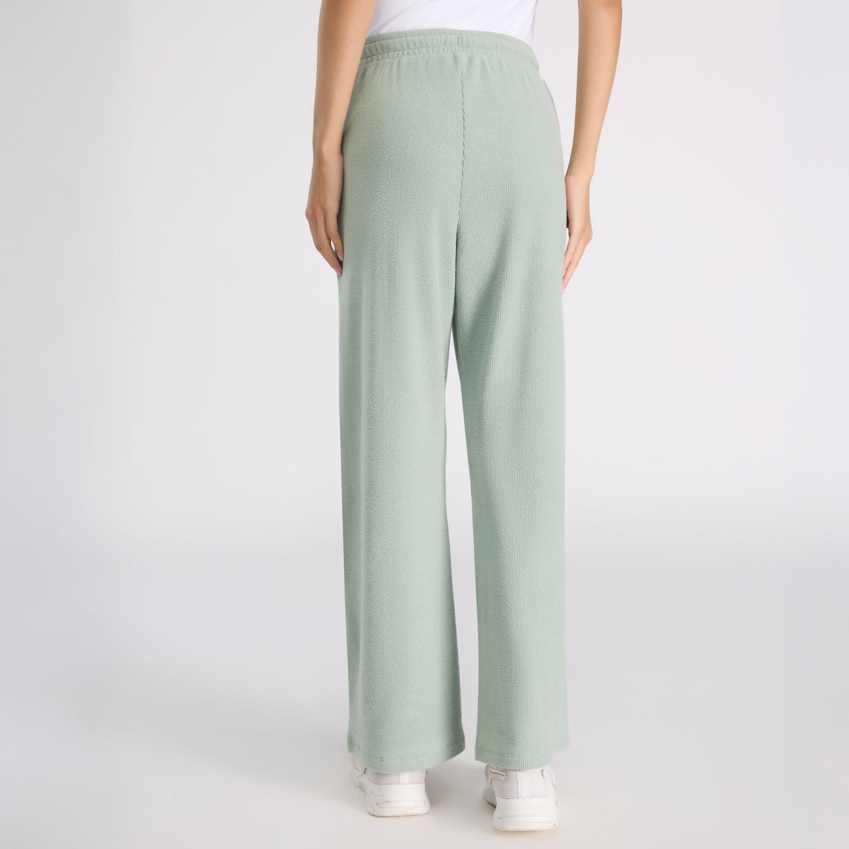 Nykd By Nykaa Luxe Feather Knit Waffle Wide Pants-Jet Set Knit collection Nys948-Green