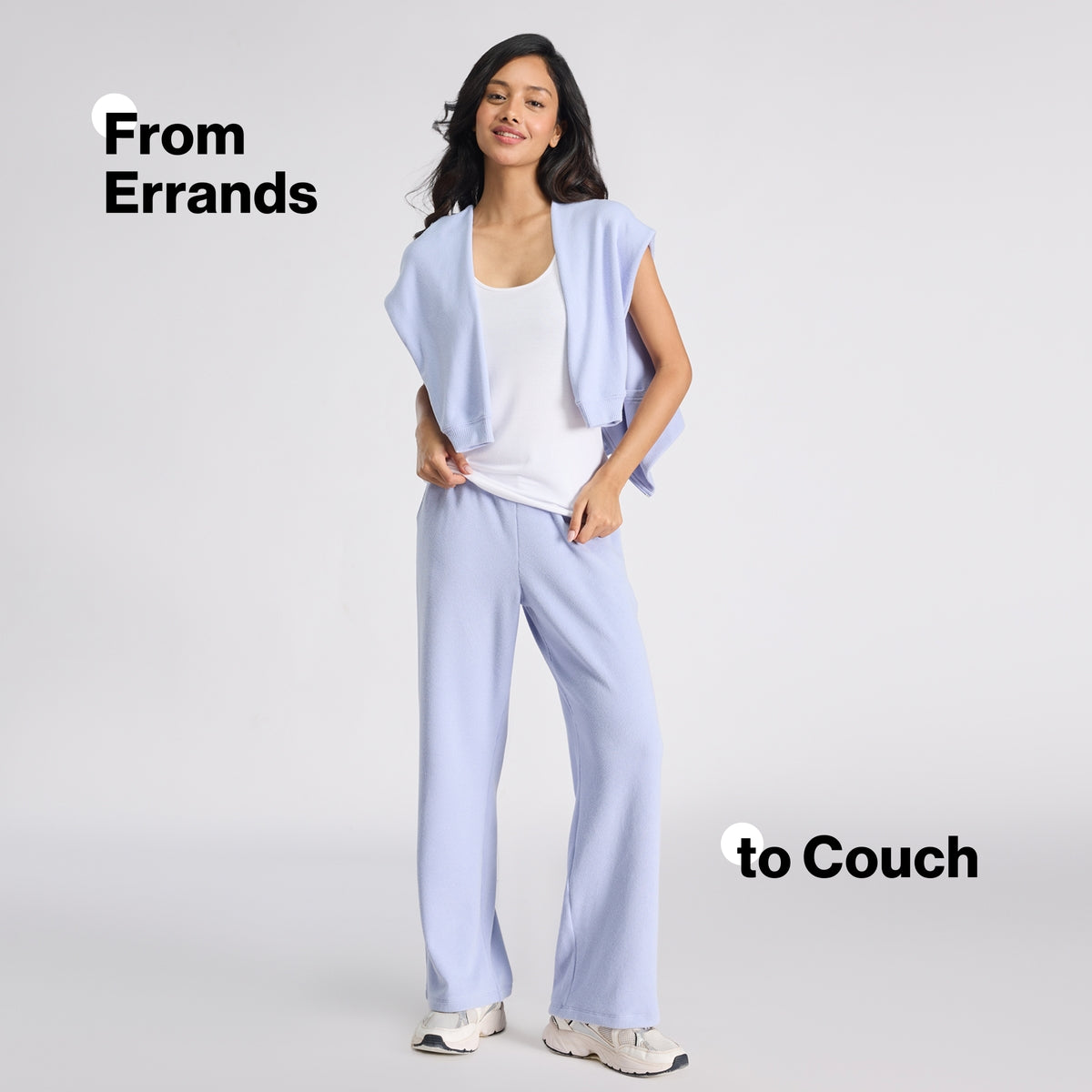Nykd By Nykaa Luxe Feather Knit Waffle Wide Pants-Jet Set Knit collection Nys948-Lavender