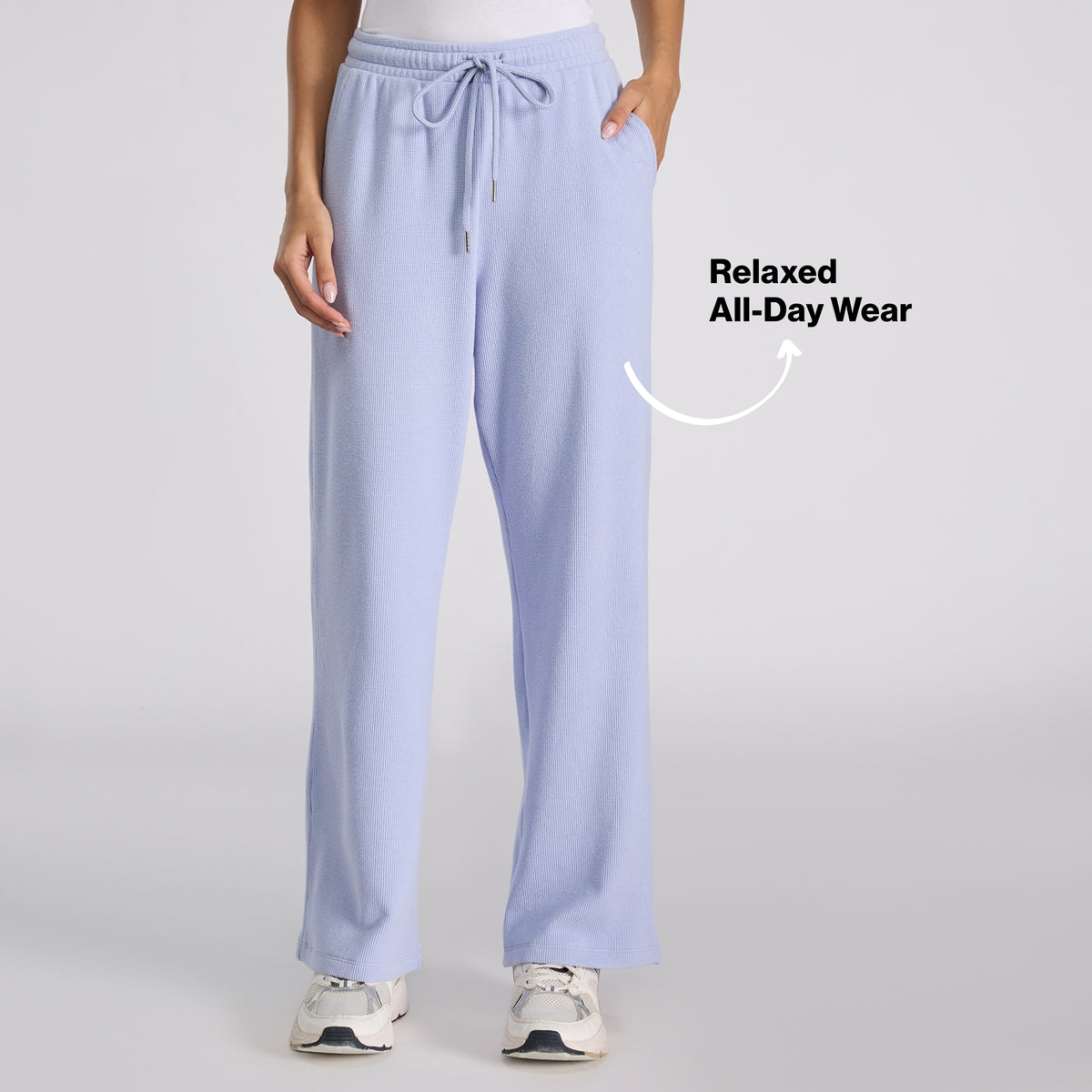 Nykd By Nykaa Luxe Feather Knit Waffle Wide Pants-Jet Set Knit collection Nys948-Lavender