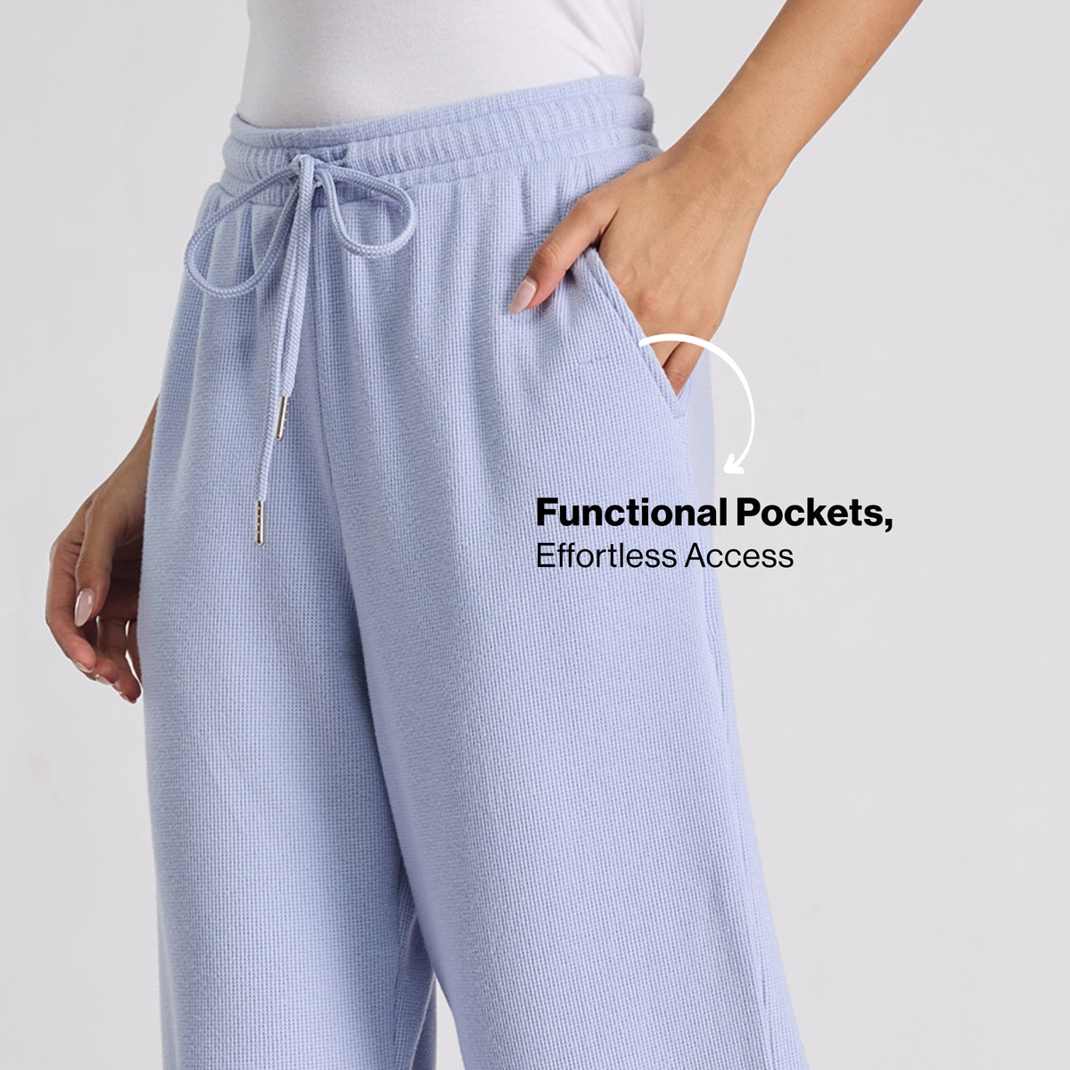 Nykd By Nykaa Luxe Feather Knit Waffle Wide Pants-Jet Set Knit collection Nys948-Lavender