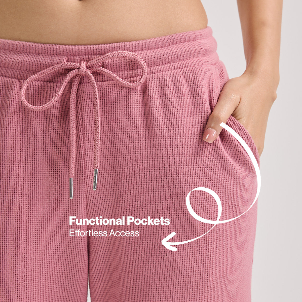 Nykd By Nykaa Luxe Feather Knit Waffle Wide Pants - Jet Set Knit collection Nys948-Pink