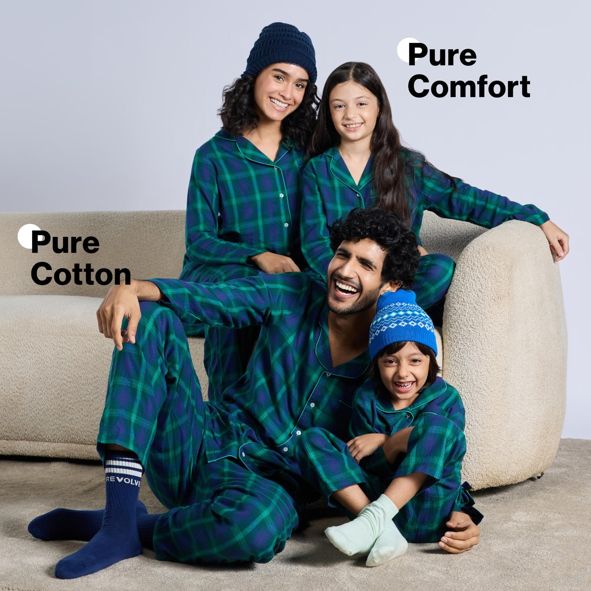 Nykd by Nykaa Family Matching Twinning Cotton Pyjama Set of 2 for Men NYS950 Green Navy