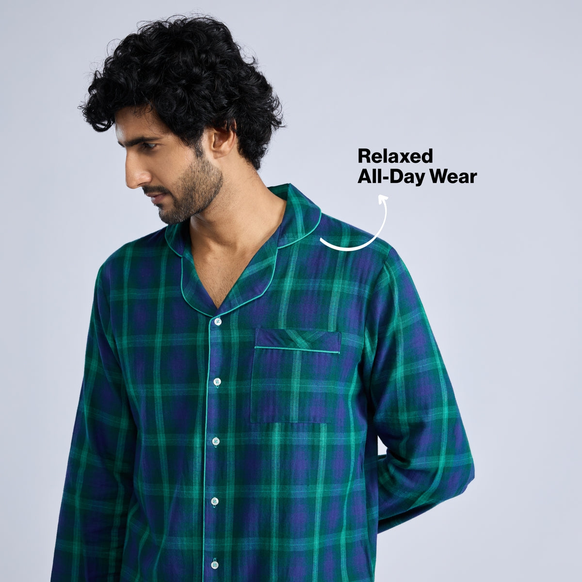 Nykd by Nykaa Family Matching Twinning Cotton Pyjama Set of 2 for Men NYS950 Green Navy
