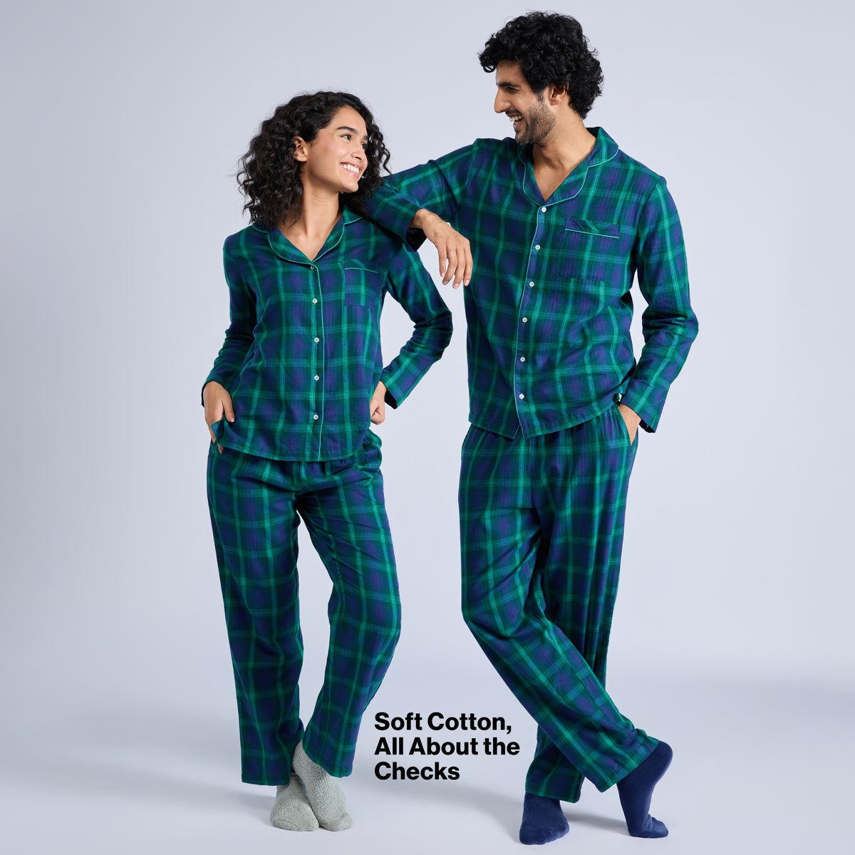 Nykd by Nykaa Family Matching Twinning Cotton Pyjama Set of 2 for Men NYS950 Green Navy