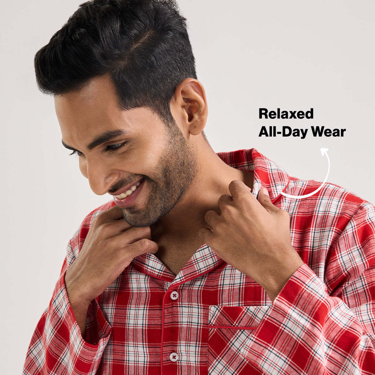 Nykd By Nykaa Holiday Special Matching Twinning FamJam Pyjama Set of 2 for Men in Super Soft Cotton -  NYS950 Red & White