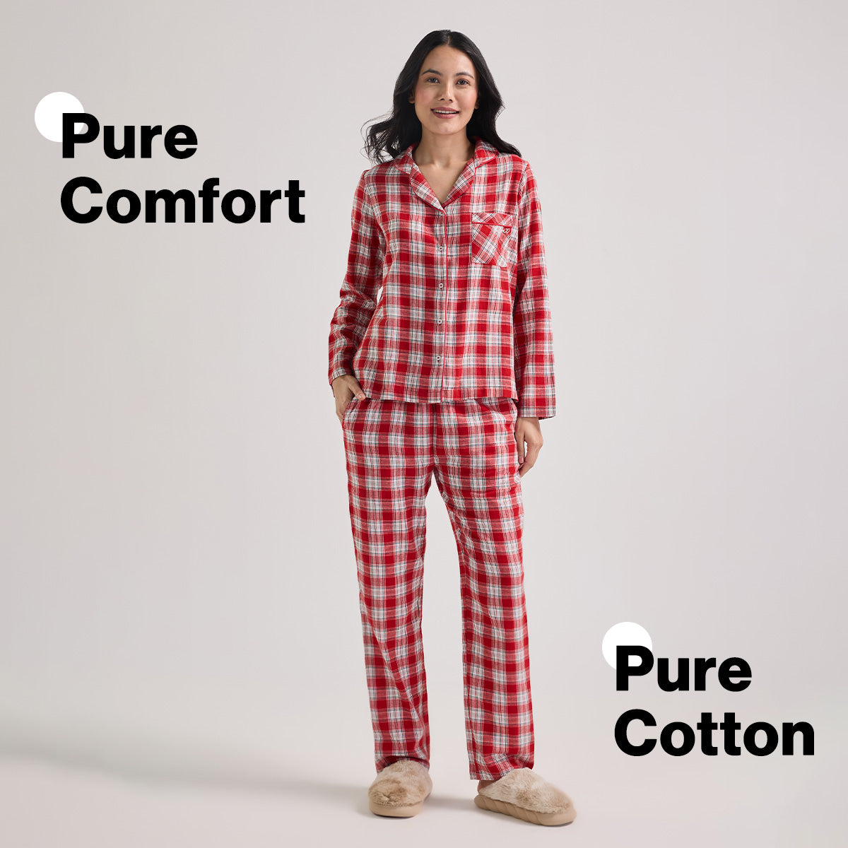 Nykd By Nykaa Holiday Special Matching Twinning FamJam Pyjama Set of 2 for Women NYS951 in Super Soft Cotton - Red & White