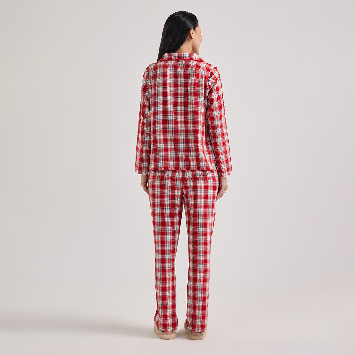 Nykd By Nykaa Holiday Special Matching Twinning FamJam Pyjama Set of 2 for Women NYS951 in Super Soft Cotton - Red & White