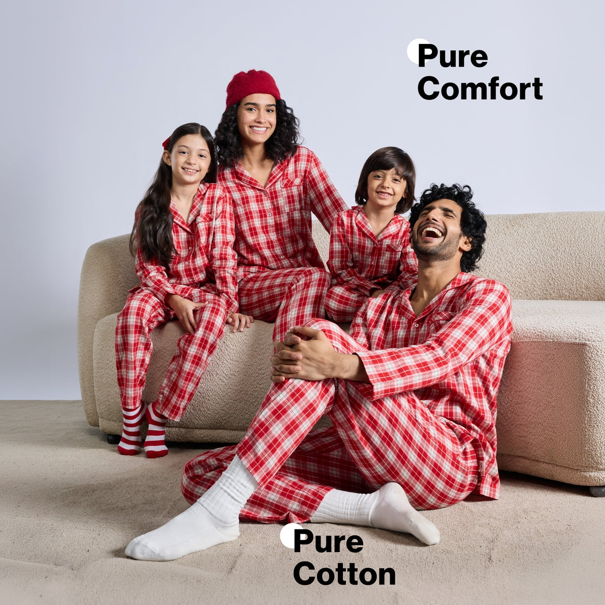 Nykd by Nykaa Family Matching Twinning Cotton Pyjama Set of 2 for Women NYS951 Red Pink