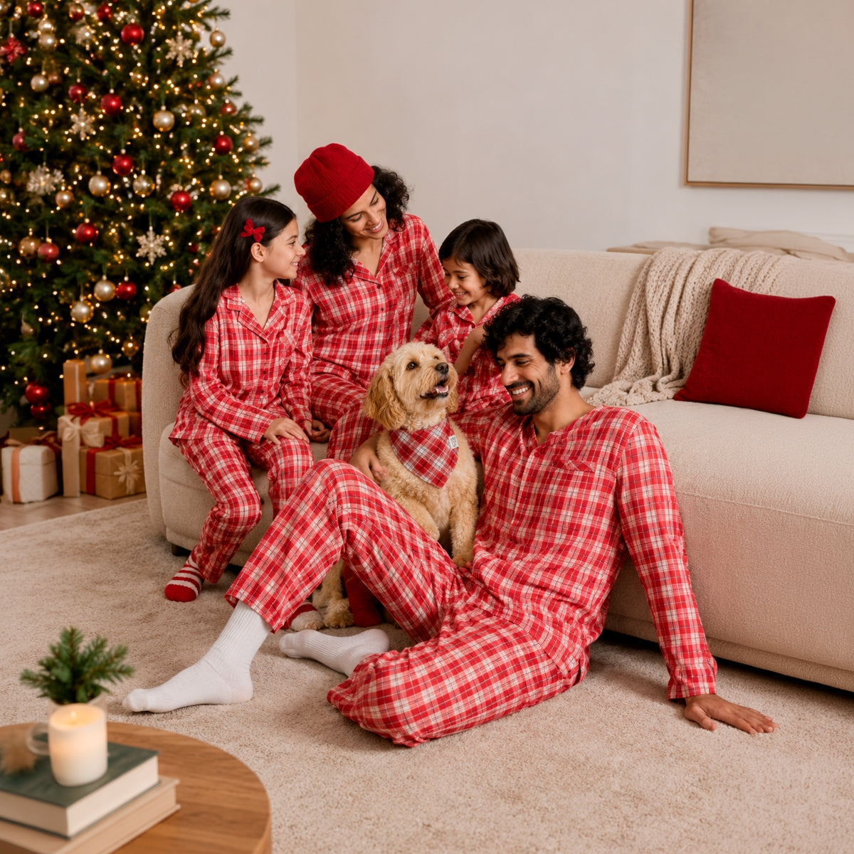 Nykd by Nykaa Family Matching Twinning Cotton Pyjama Set of 2 for Women NYS951 Red Pink
