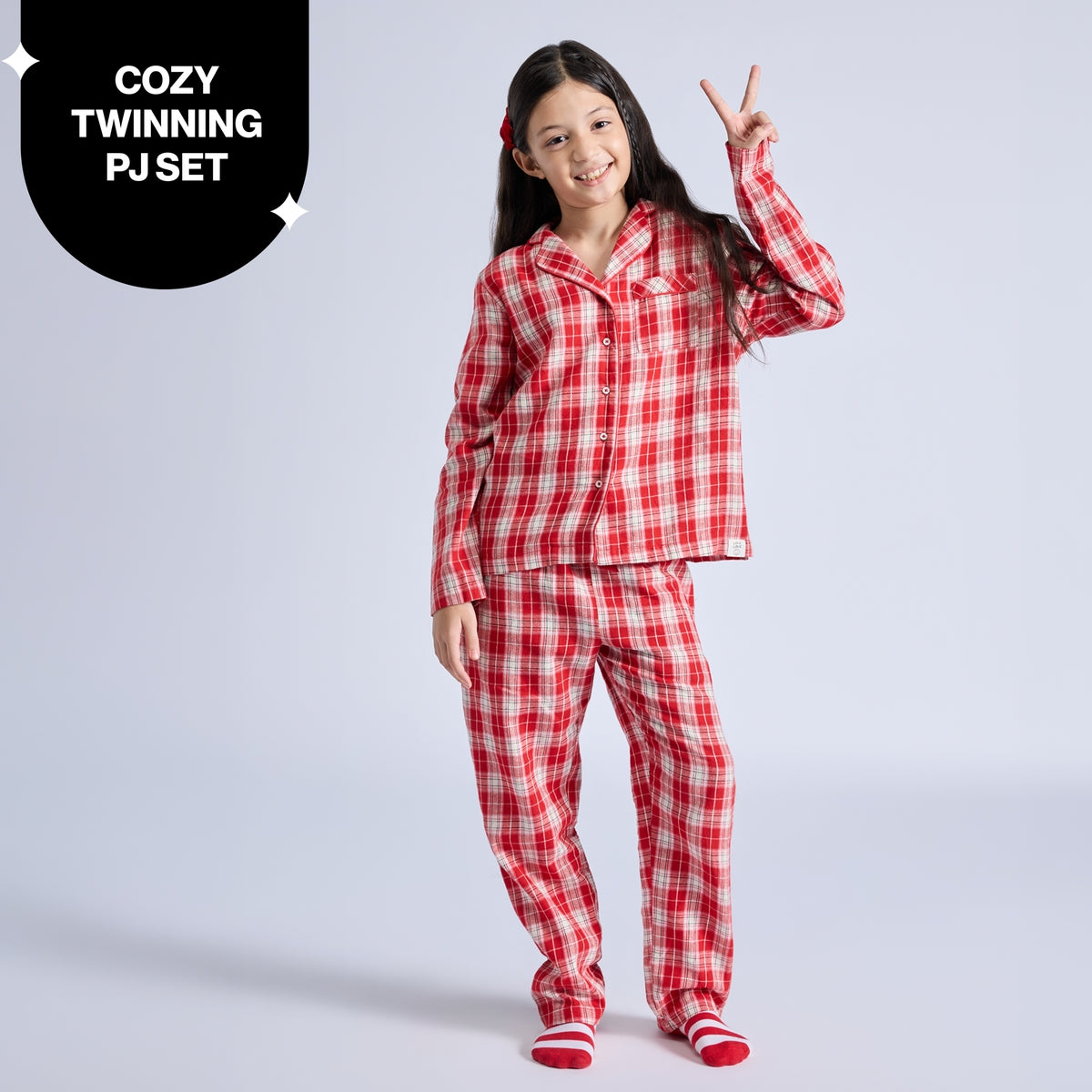 Nykd by Nykaa Family Matching Twinning Cotton Pyjama Set of 2 for Boys & Girls NYS952 Red Pink