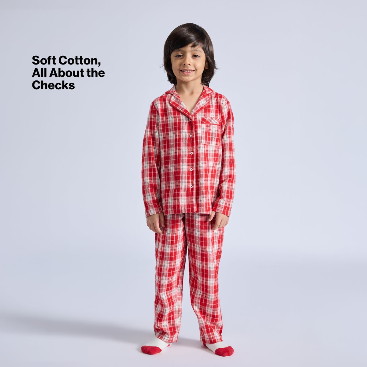 Nykd by Nykaa Family Matching Twinning Cotton Pyjama Set of 2 for Boys & Girls NYS952 Red Pink