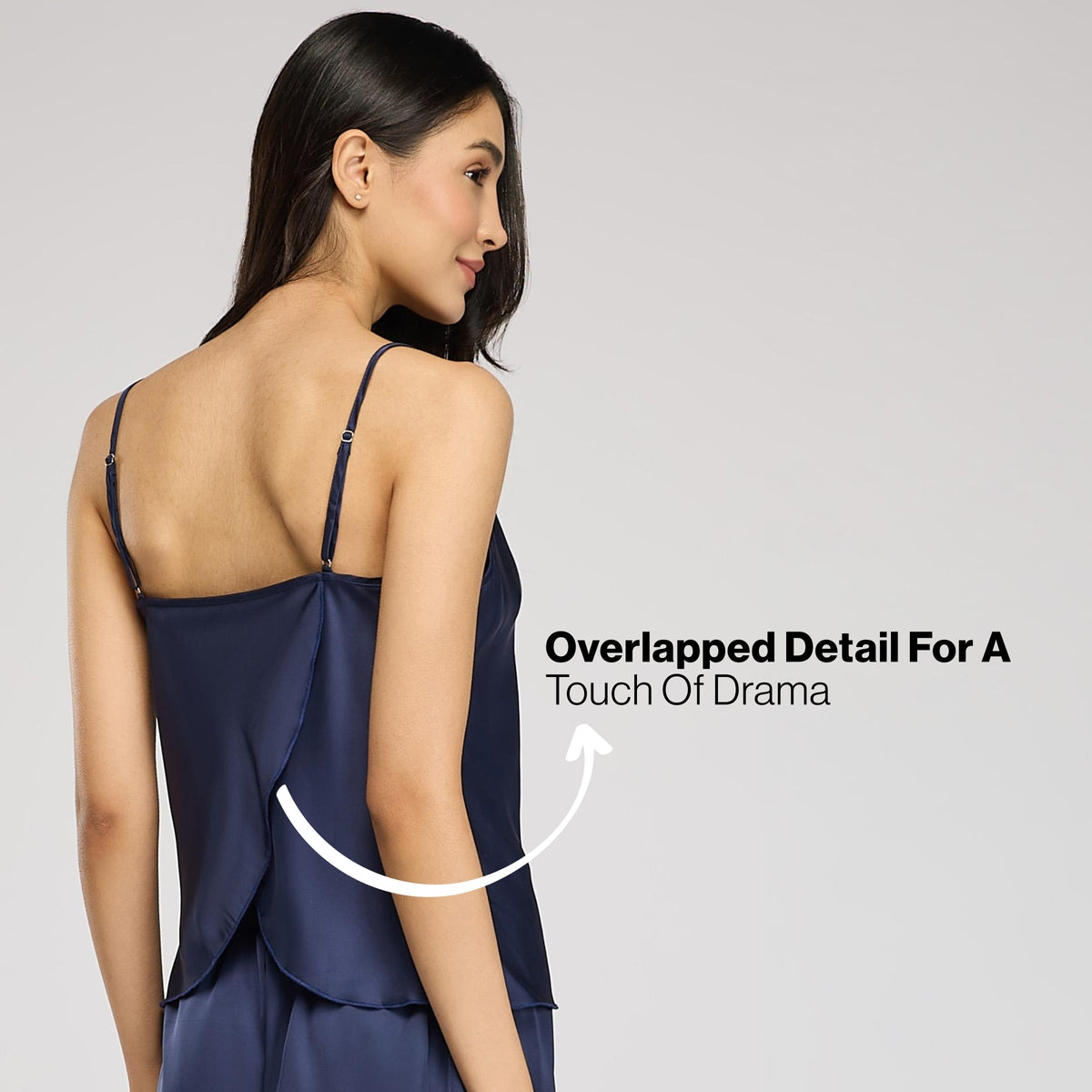 Nykd By Nykaa Luxe Satin Cami Top & Shorts Set of 2 - Bridal Edit - Nys958 Navy Blue