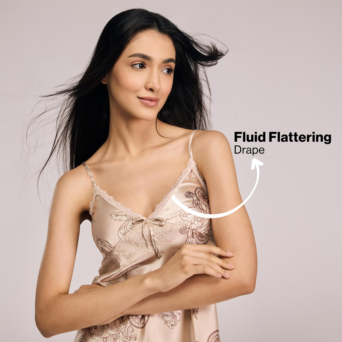 Nykd By Nykaa Luxe Satin Cami Top, Pyjama & Belted Robe Set Of 3 NYS959 Beige