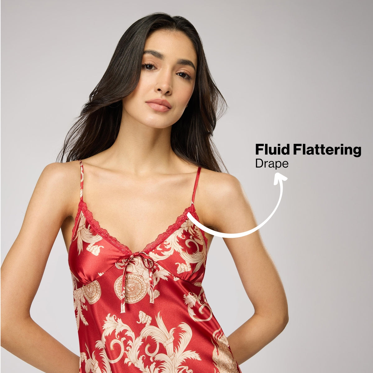Nykd By Nykaa Luxe Satin Cami Top, Pyjama & Belted Robe Set Of 3 Nys959 Red