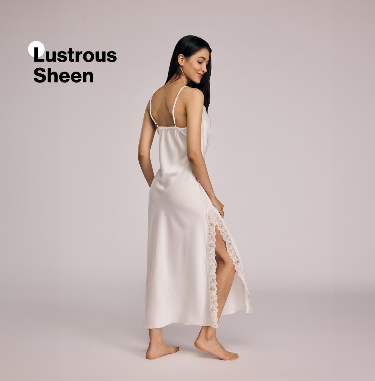Nykd By Nykaa Luxe Satin Slip Dress With Lace-Accented Cowl Neck-Bridal Edit-NYS960 White