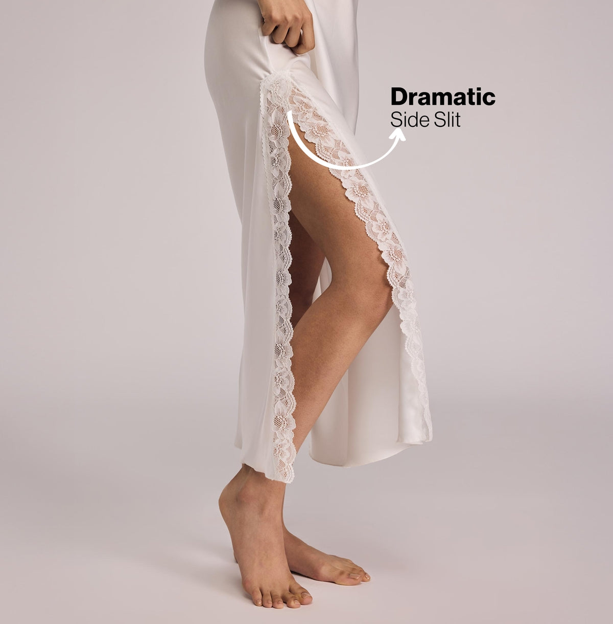 Nykd By Nykaa Luxe Satin Slip Dress With Lace-Accented Cowl Neck-Bridal Edit-NYS960 White