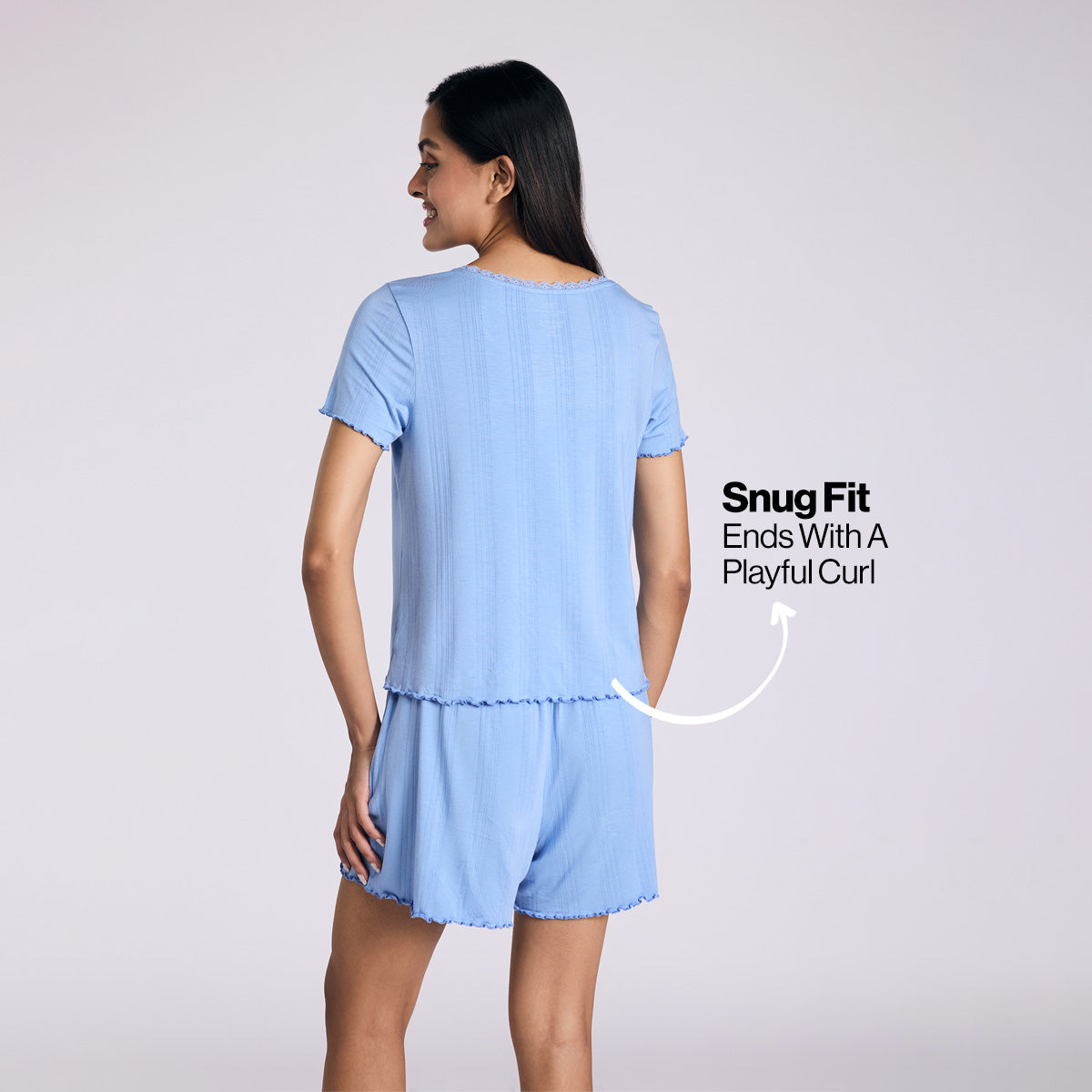 Nykd By Nykaa Sumptuously Soft Modal Pointelle Textured Shorts Set Of 2 Nys961 Blue