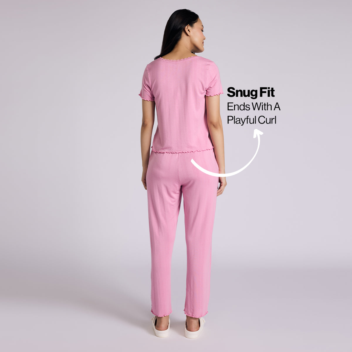 Nykd By Nykaa Sumptuously Soft Modal Pointelle Textured Pyjamas Set Of 2 Nys962 Pink
