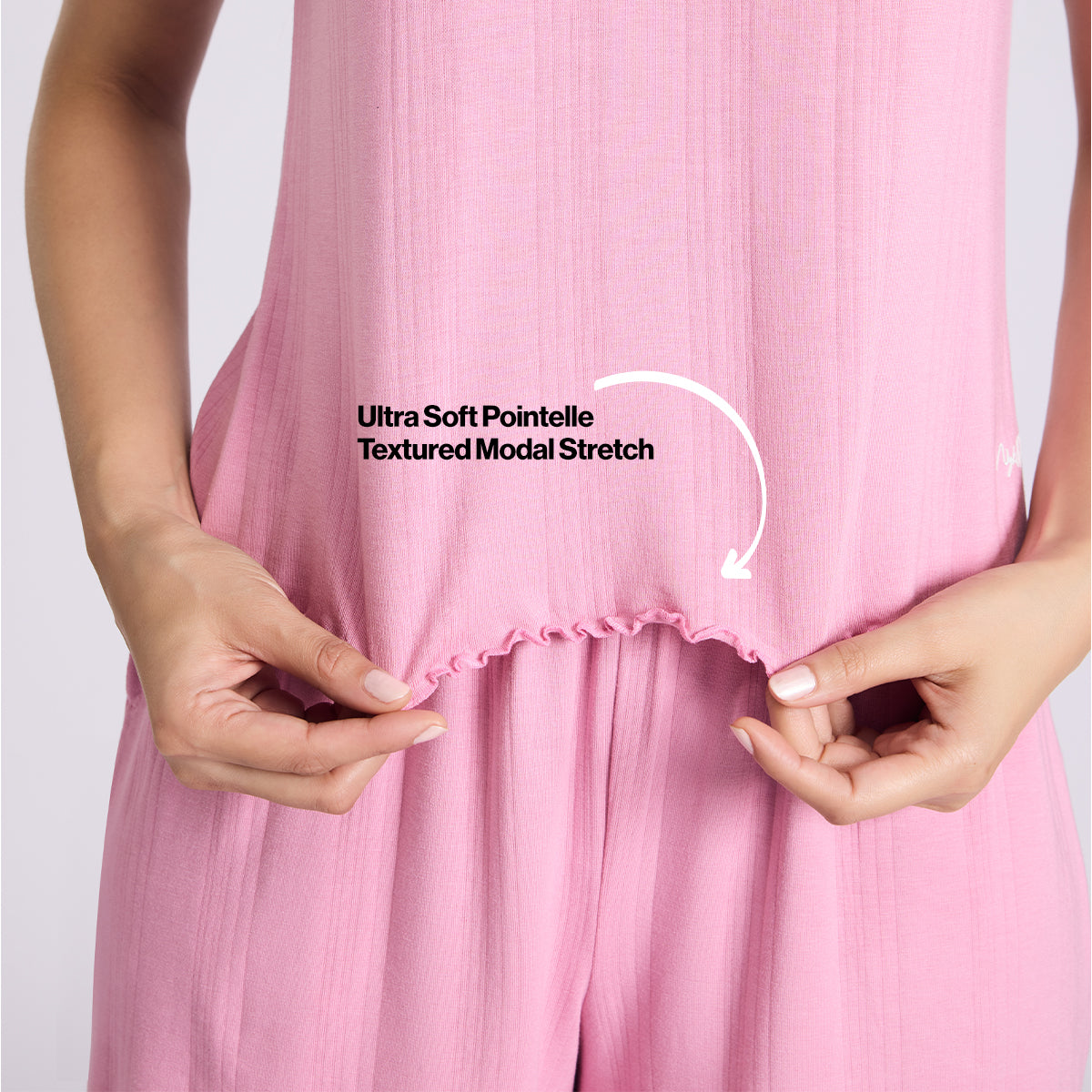 Nykd By Nykaa Sumptuously Soft Modal Pointelle Textured Pyjamas Set Of 2 Nys962 Pink