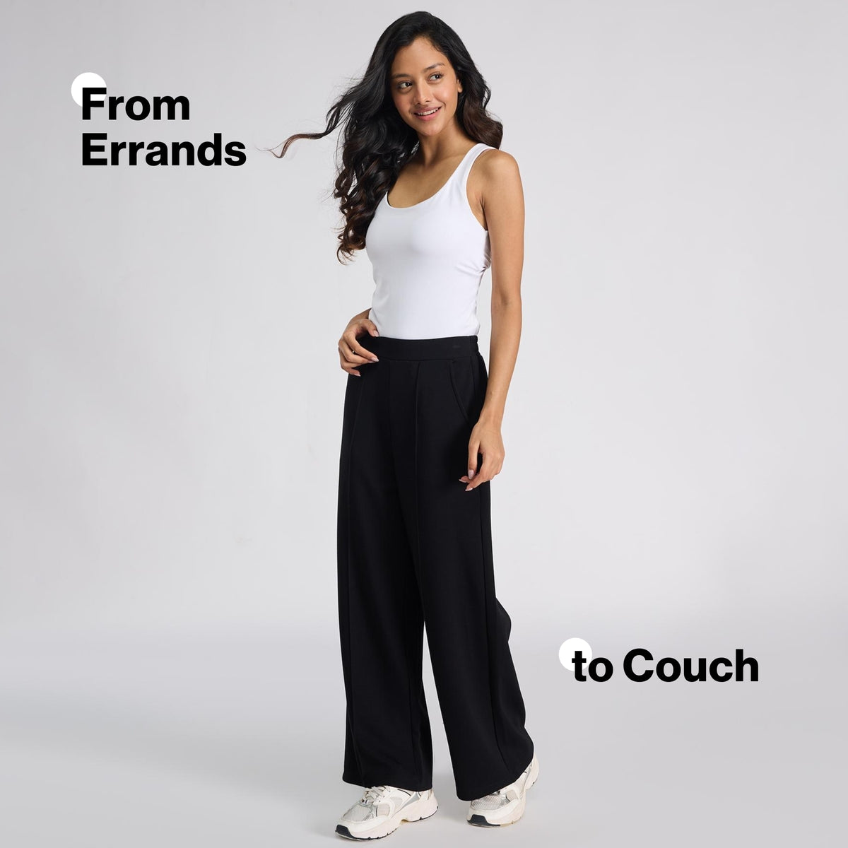 Nykd by Nykaa Luxe Modal Scuba Wide Leg Pants With Side Pockets For Travel & Everyday Wear NYS964 Black