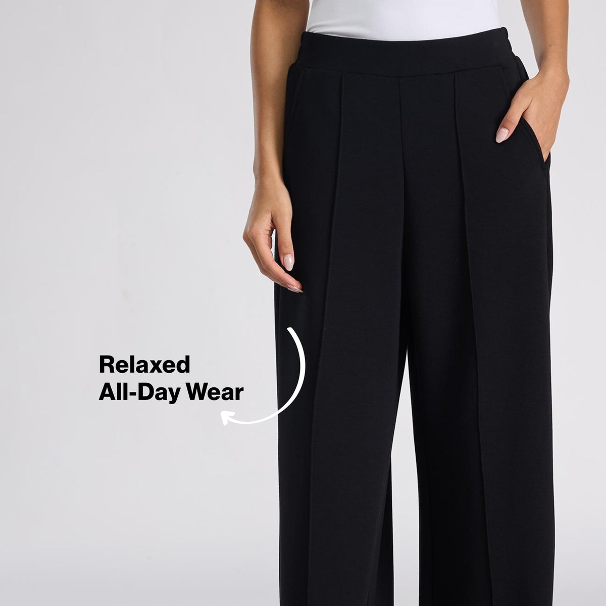 Nykd by Nykaa Luxe Modal Scuba Wide Leg Pants With Side Pockets For Travel & Everyday Wear NYS964 Black
