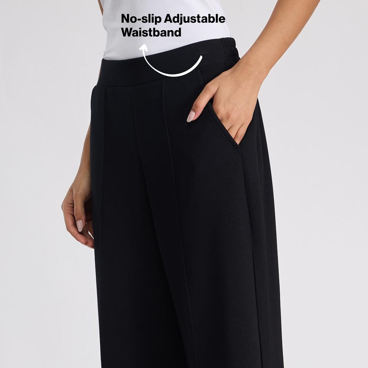 Nykd by Nykaa Luxe Modal Scuba Wide Leg Pants With Side Pockets For Travel & Everyday Wear NYS964 Black