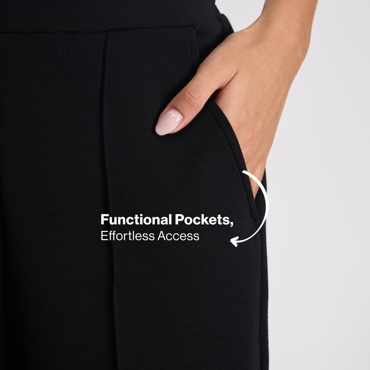 Nykd by Nykaa Luxe Modal Scuba Wide Leg Pants With Side Pockets For Travel & Everyday Wear NYS964 Black