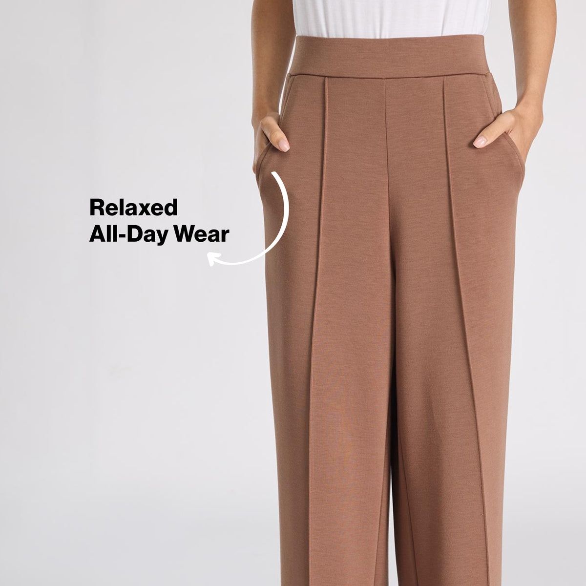 Nykd by Nykaa Luxe Modal Scuba Wide Leg Pants With Side Pockets For Travel & Everyday Wear Nys964 Brown