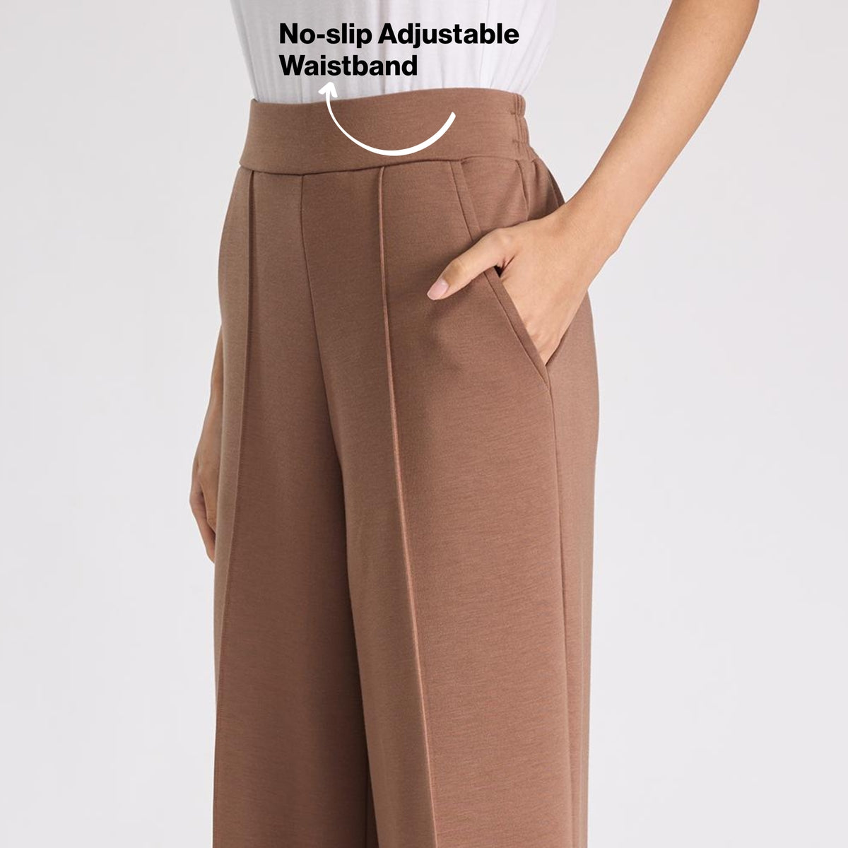 Nykd by Nykaa Luxe Modal Scuba Wide Leg Pants With Side Pockets For Travel & Everyday Wear Nys964 Brown