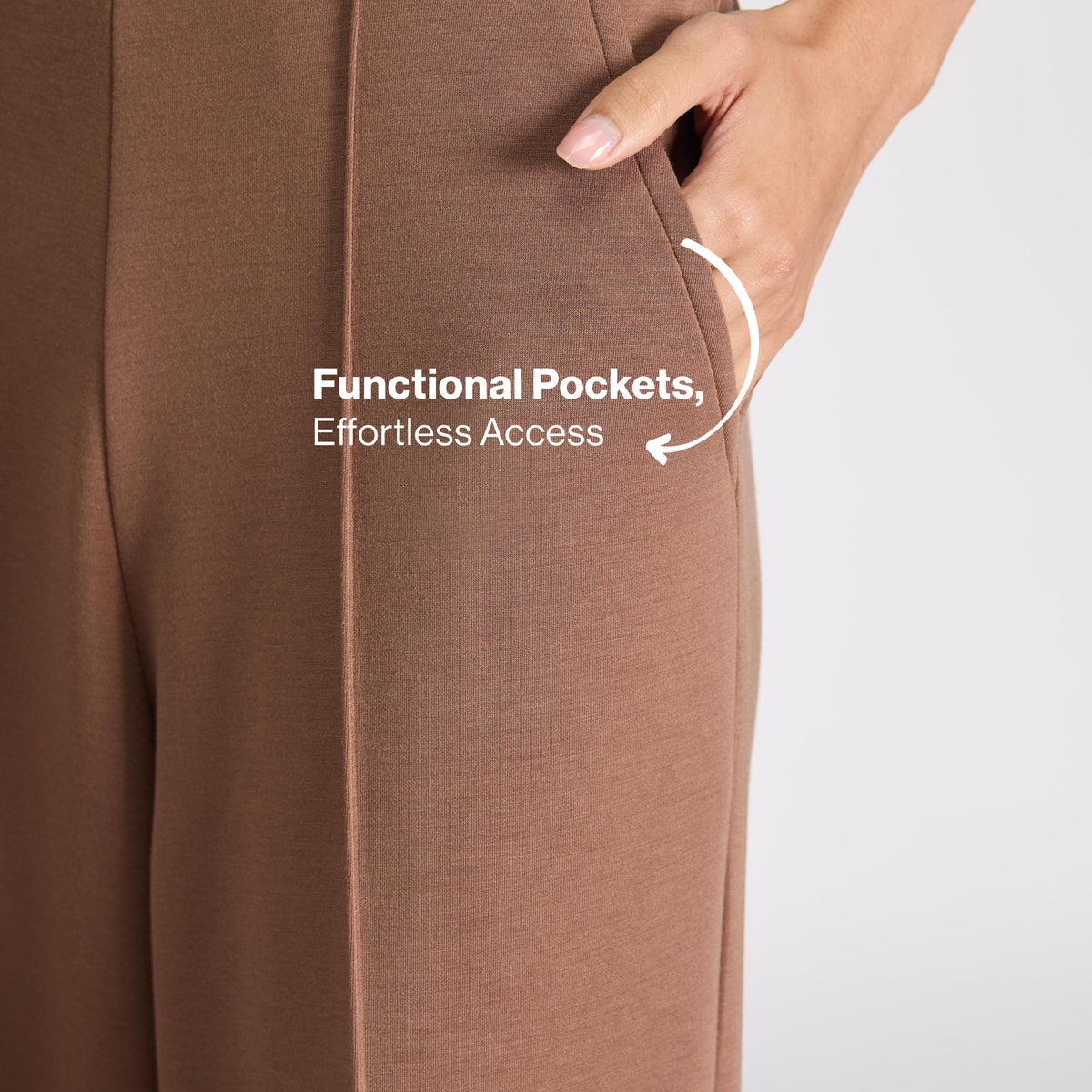 Nykd by Nykaa Luxe Modal Scuba Wide Leg Pants With Side Pockets For Travel & Everyday Wear Nys964 Brown