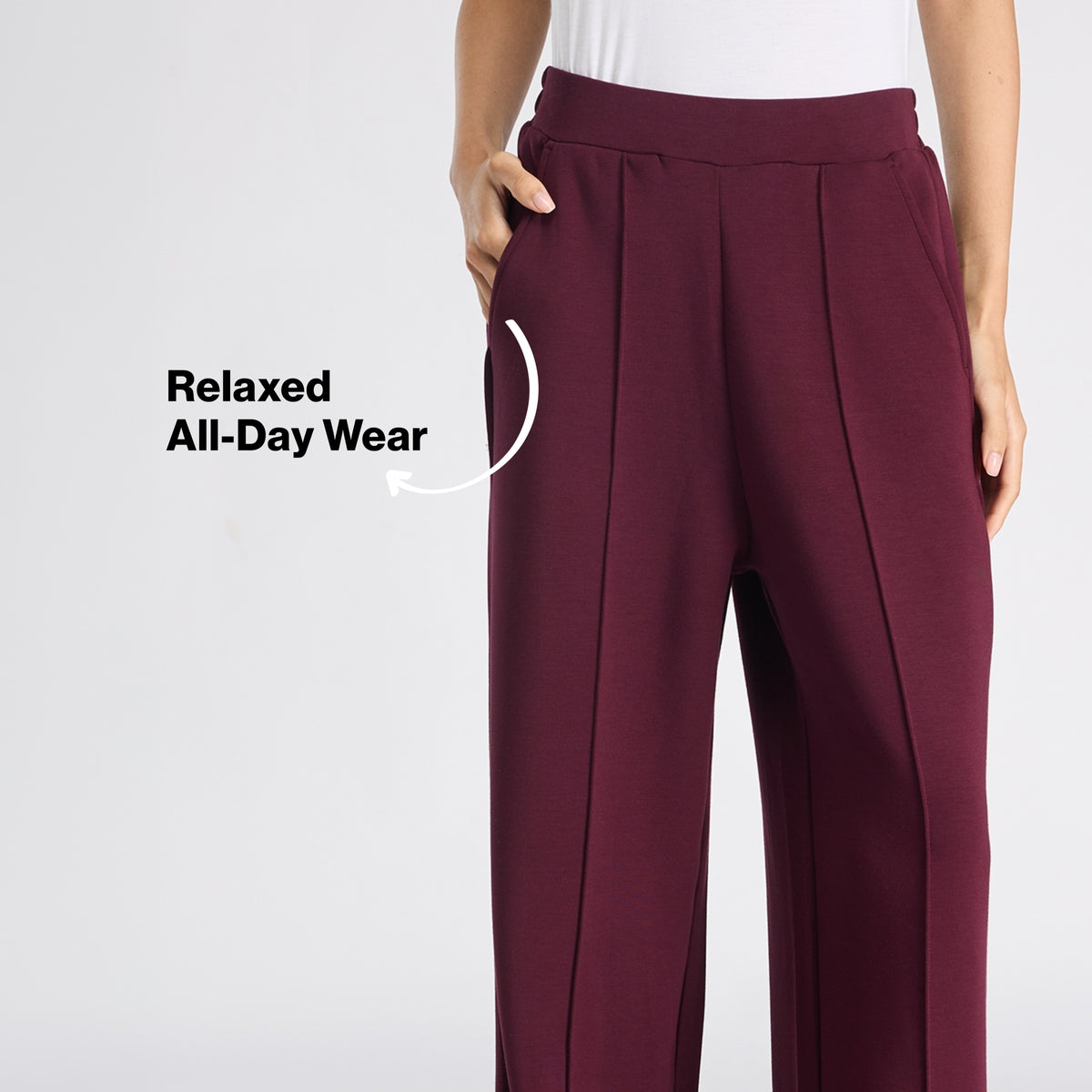 Nykd by Nykaa Luxe Modal Scuba Wide Leg Pants With Side Pockets For Travel & Everyday Wear Nys964 Wine