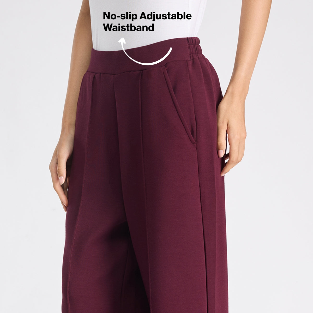 Nykd by Nykaa Luxe Modal Scuba Wide Leg Pants With Side Pockets For Travel & Everyday Wear Nys964 Wine