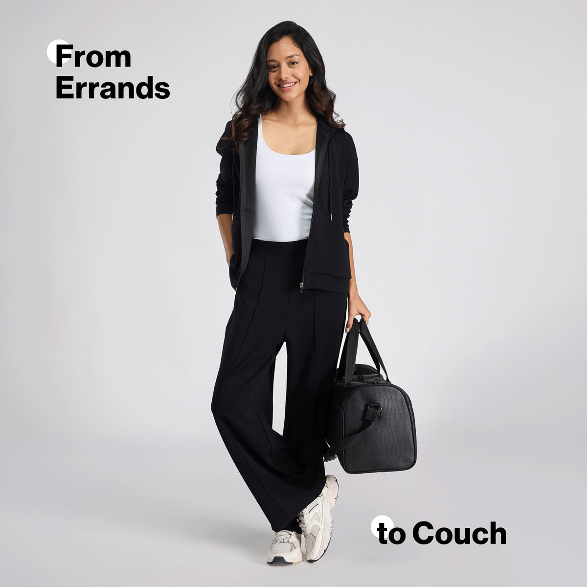 Nykd by Nykaa Luxe Modal Scuba Hooded Front Open Jacket With Stylised pockets For Travel & Everyday Wear Nys965 Black