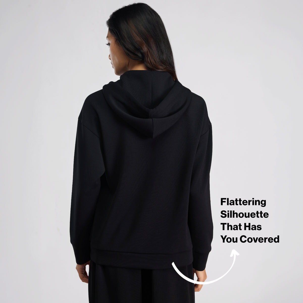 Nykd by Nykaa Luxe Modal Scuba Hooded Front Open Jacket With Stylised pockets For Travel & Everyday Wear Nys965 Black