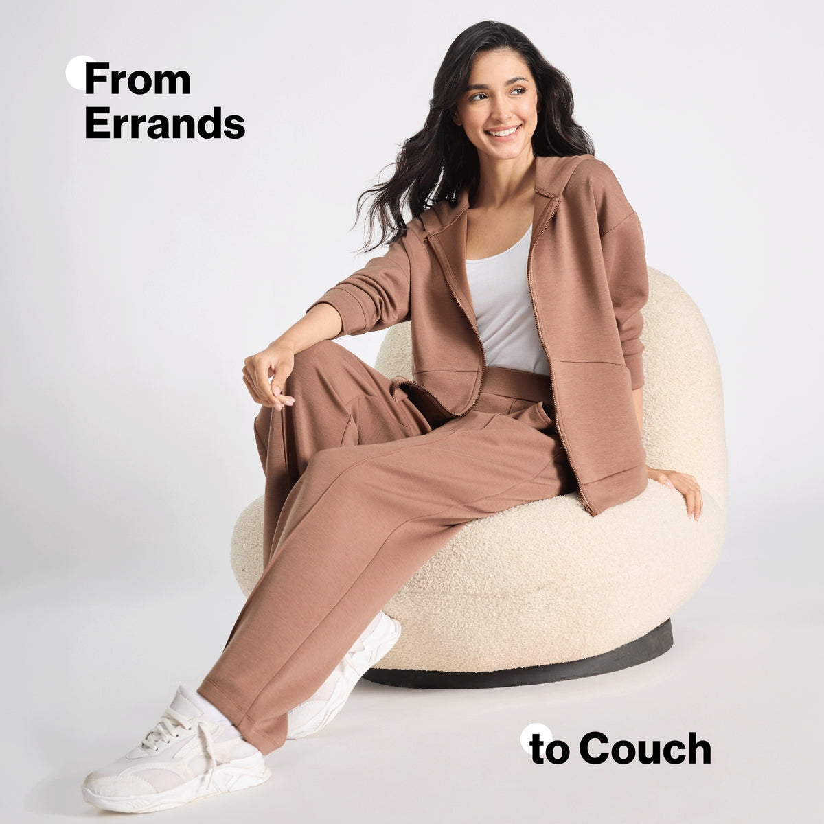 Nykd by Nykaa Luxe Modal Scuba Hooded Front Open Jacket With Stylised pockets For Travel & Everyday Wear Nys965 Brown